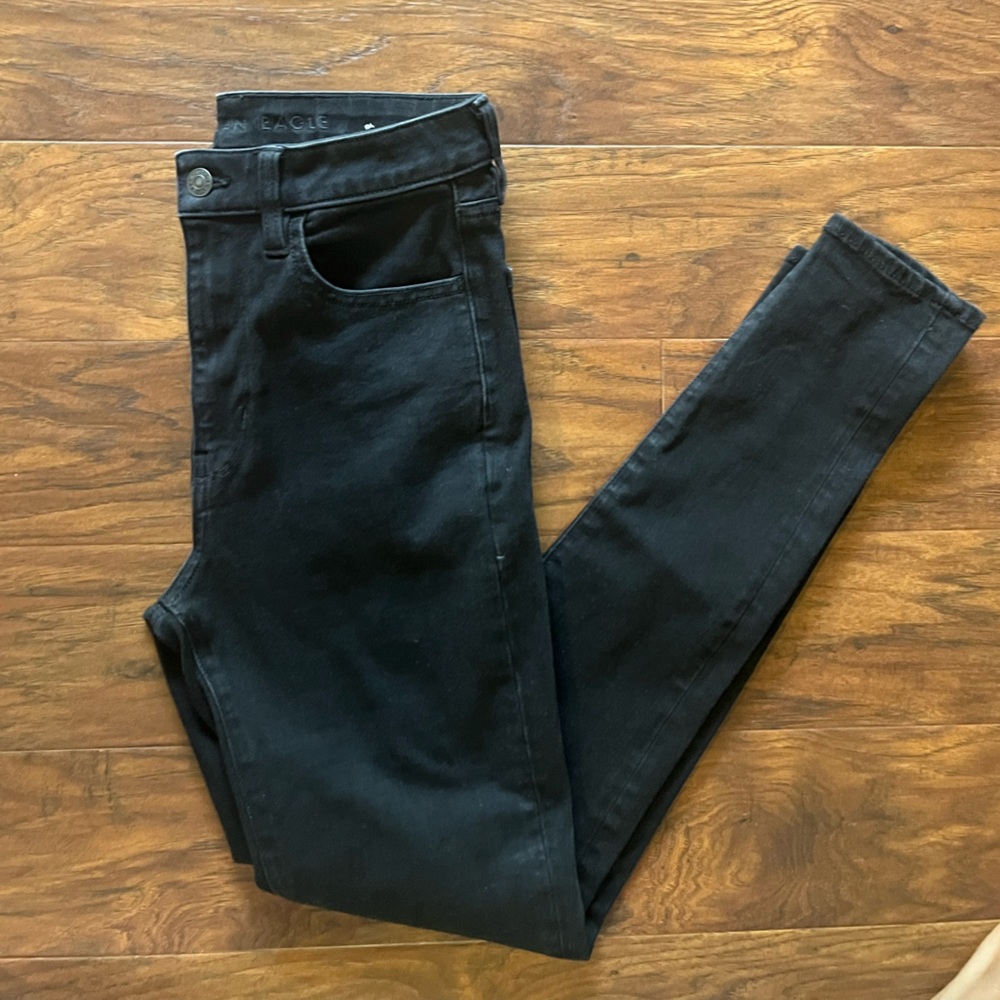 EUC AE 360 Next Level Stretch Super Hi-Rise Jeggings - Black - 6 Regular